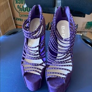 Vintage bebe purple suede high heel strappy